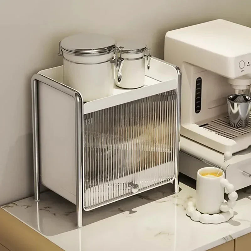 Countertop Drawer Organizer - Dustproof Pull-Out Storage Box for Mugs, Tea Bags, Coffee Pods & Makeup, Everstock