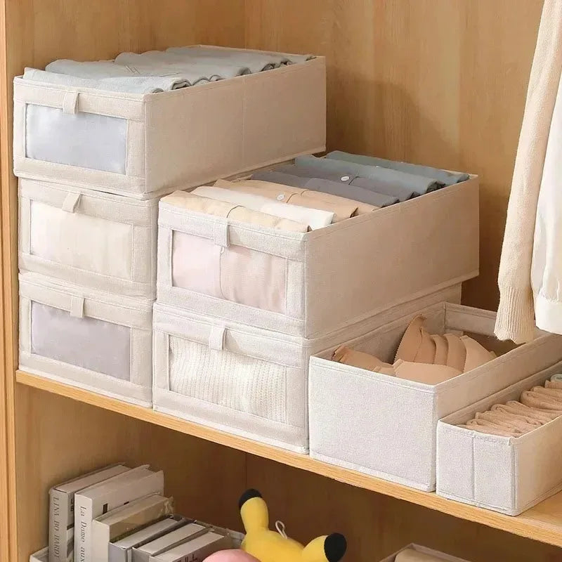 Portable Fabric Storage Boxes - Foldable Pants & Clothes Organizer for Bedroom Wardrobe Drawers, Everstock