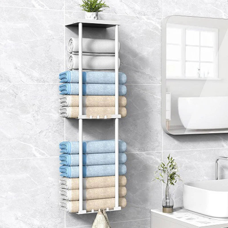 Metal 3-Tier Wall Shelf - Multifunctional Towel Holder Rack for Bathroom Organization, Everstock