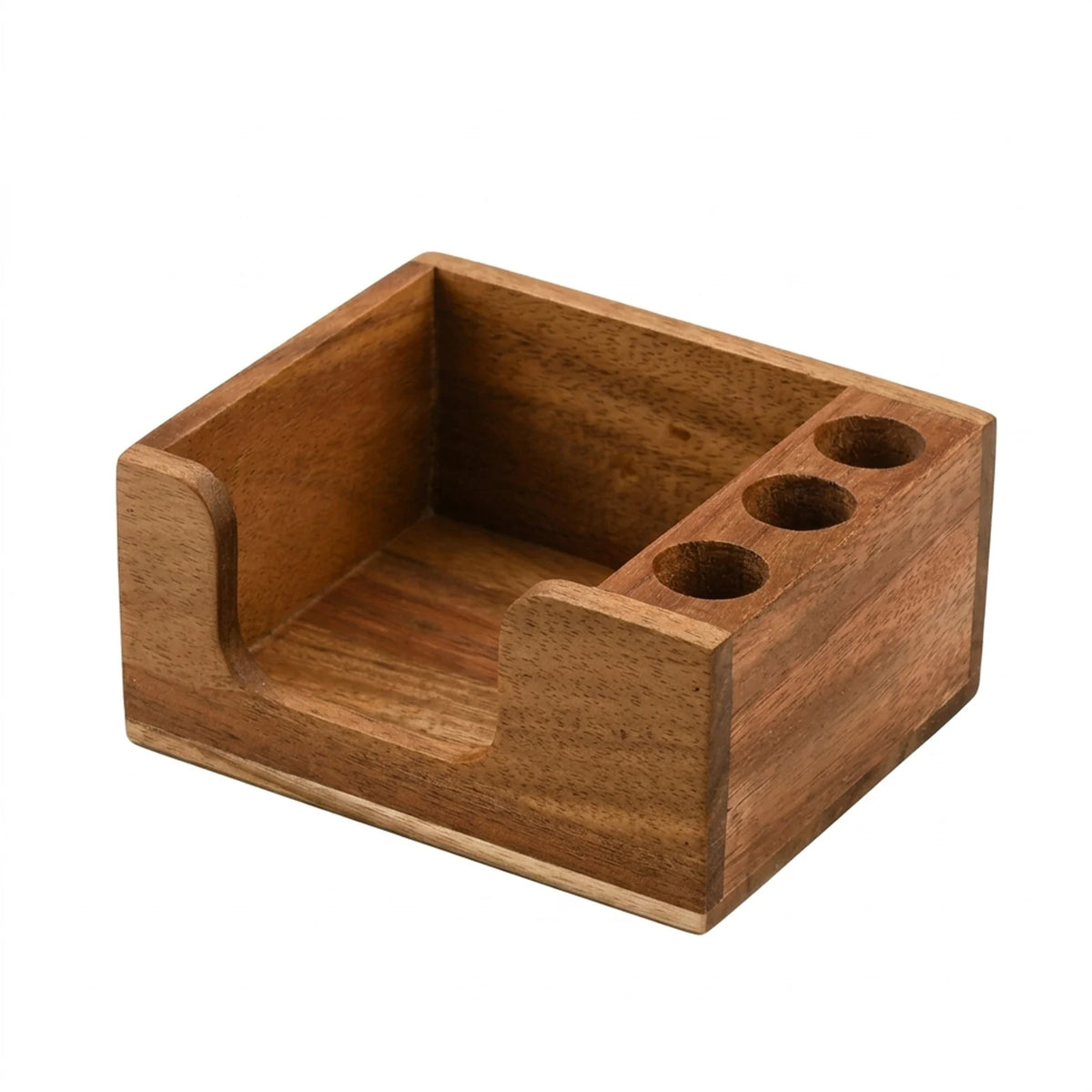 Solid Wood Desk Organizer - Pine and Beech Pen Holder with Compartments, 13 x 8 x 9.5 cm, for Office and Study, Everstock