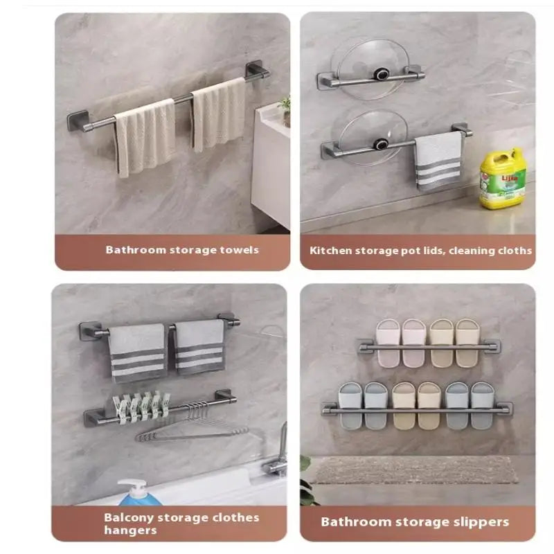 Two-Tier Towel Rack - Wall-Mounted Punch-Free Storage Shelf & Holder Bar for Bathroom, Everstock