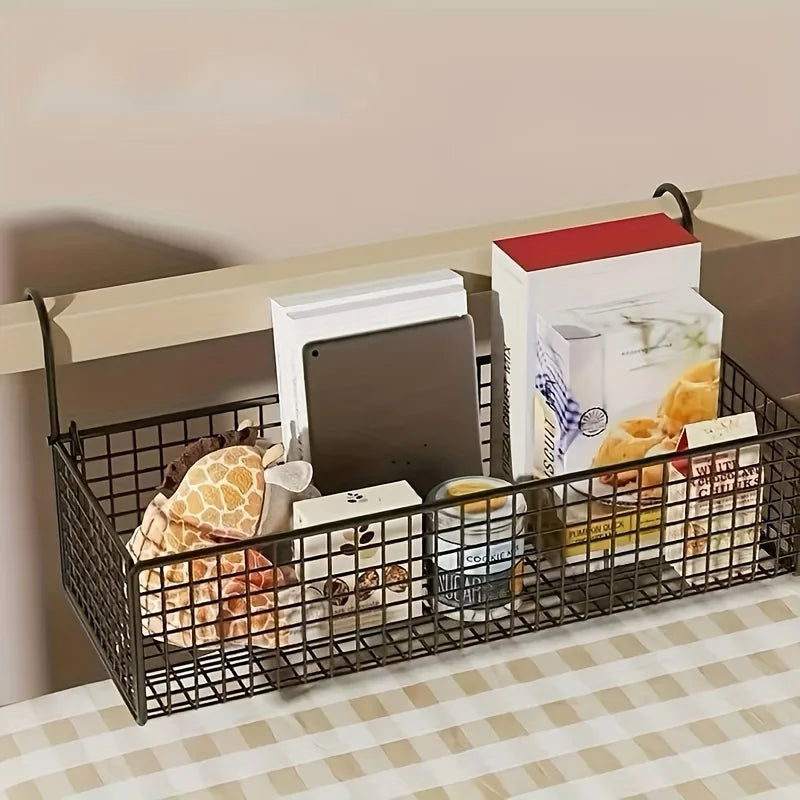Bedside Storage Basket - Metal Hanging Organizer for Bed Frames, Dorm Doors and Under-Bed Space, Everstock