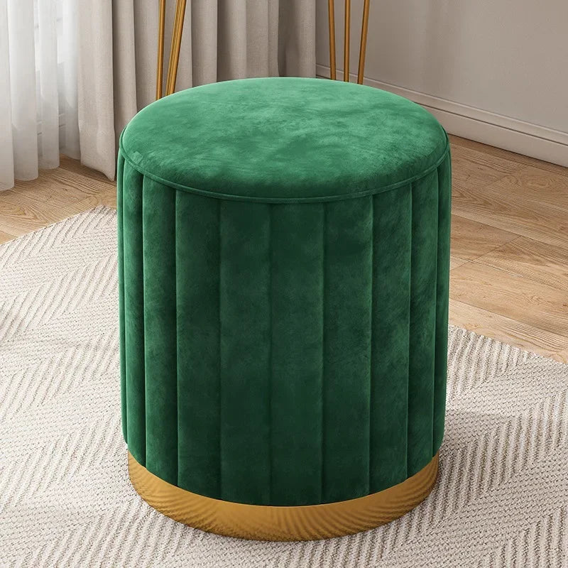 Round Storage Ottoman Stool - Cushioned Metal-Framed Vanity Seat with Hidden Storage for Bedroom Dressing Table, Everstock