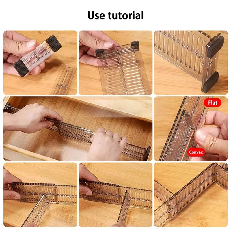 Adjustable Drawer Partition - Punch-Free Plastic Drawer Divider for Closet, Bedroom & Cabinet Storage, Everstock