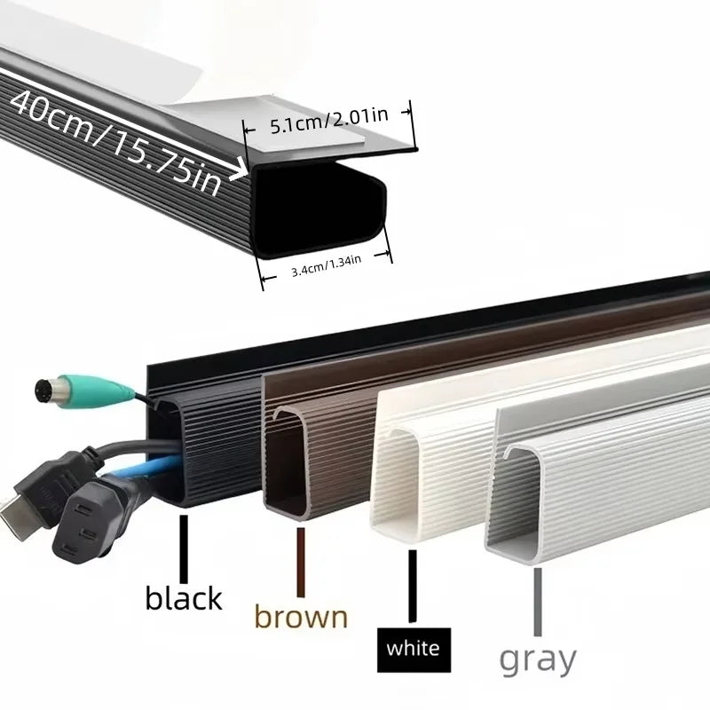 No-Drill Desk Cable Channel - Adhesive Under-Desk Cord Tray in White for Home Office Wiring, Everstock