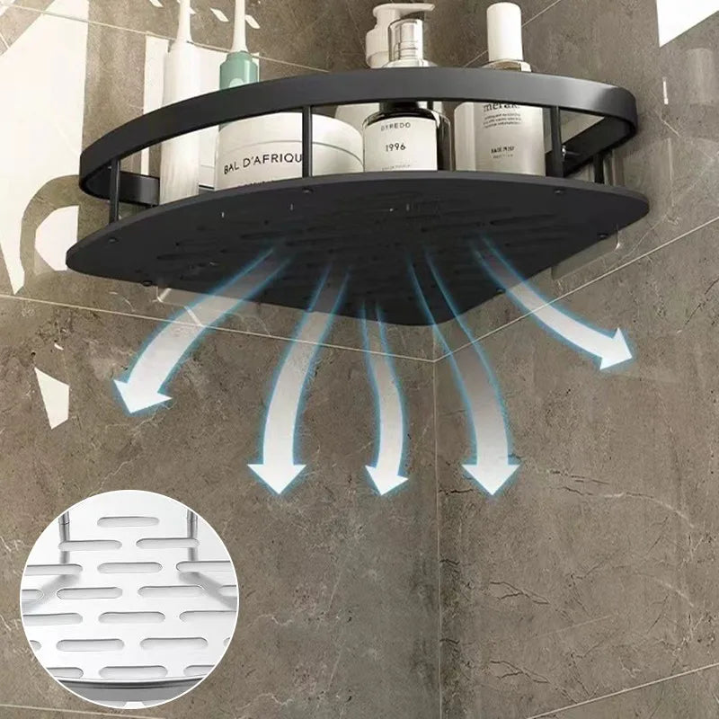 No-Drill Corner Shower Shelf - Wall Mount Rack, Shampoo Holder, Punch-Free Install for Bathroom & WC, Everstock