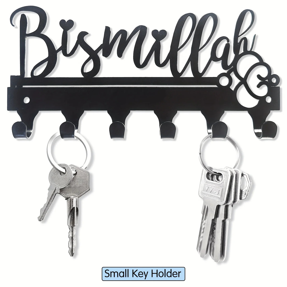Islamic Wall Key Holder - Metal Key Rack with Arabic Calligraphy for Entryway and Hallway Walls, Everstock