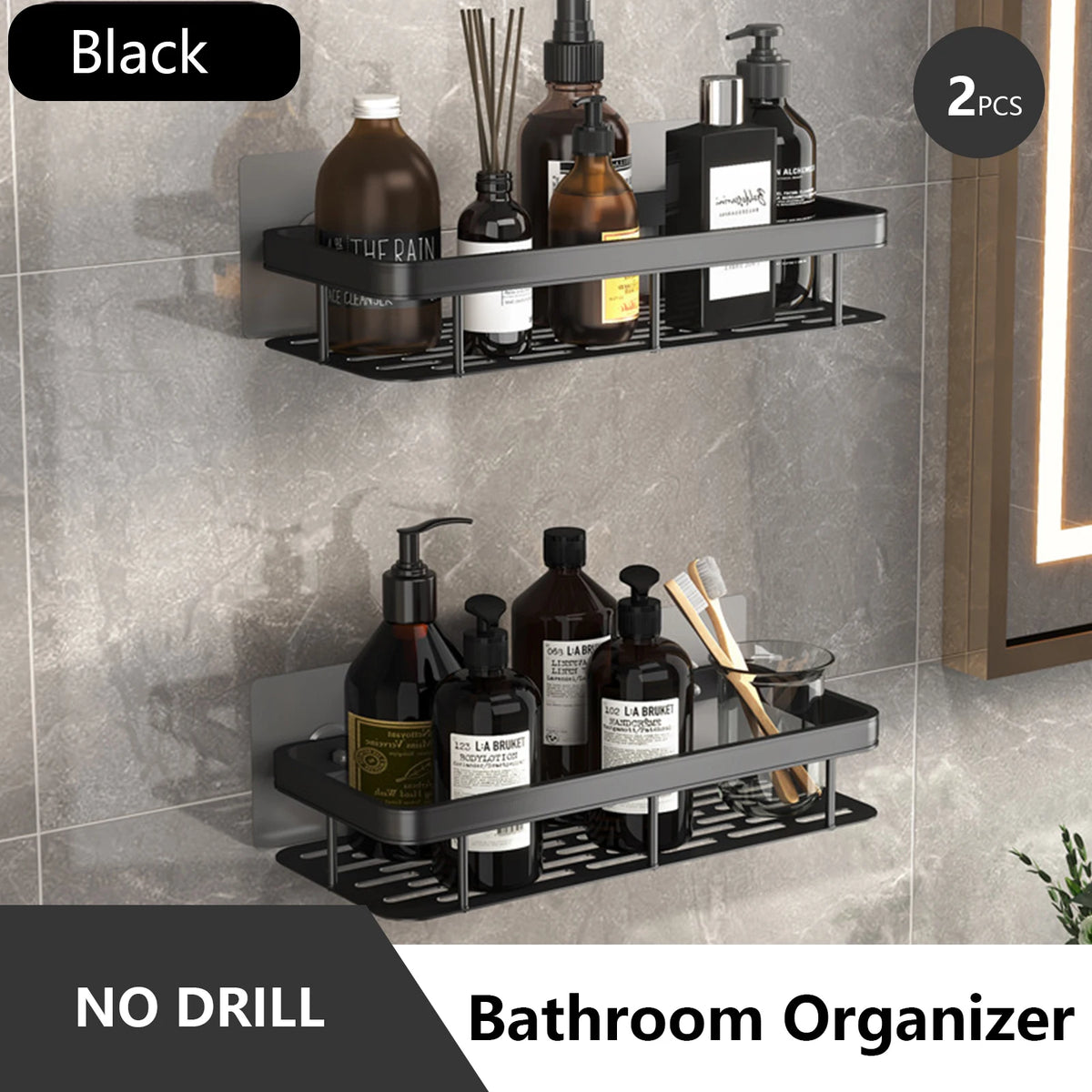 Stainless Steel Shower Rack - Anti-Rust Suction Cup Storage Organizer for Bathroom, Everstock