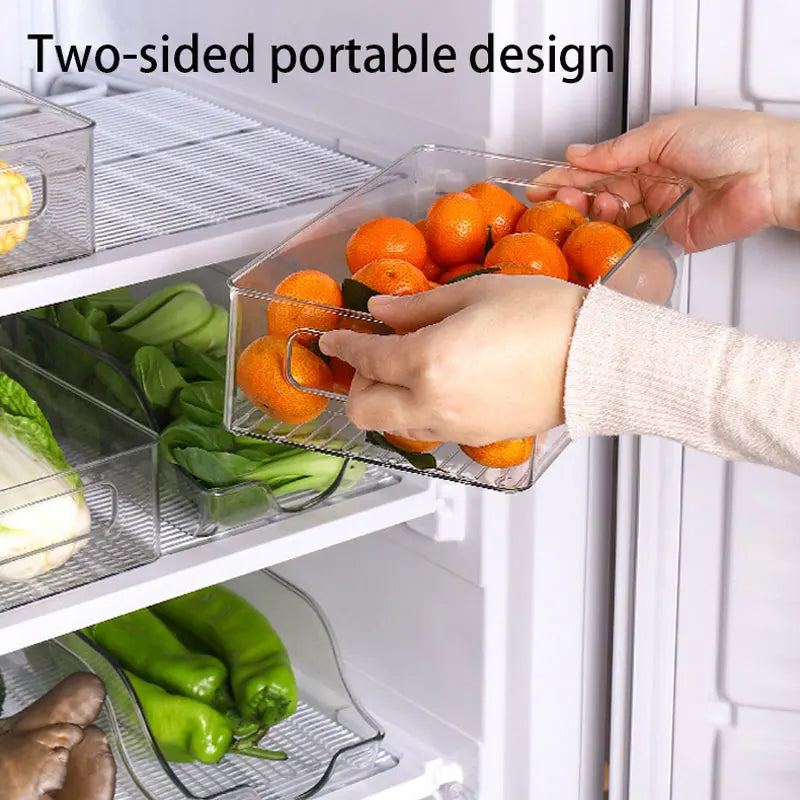 Stackable Fridge Storage Bins - Clear Handled Organizer Boxes for Cans, Drinks & Kitchen Sundries, Everstock