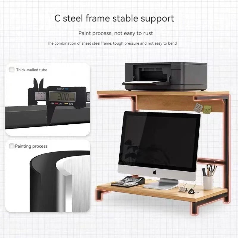 Desk Bookshelf Organizer - Wooden Desktop Shelf for Books, Laptop, Printer and Monitor, Everstock