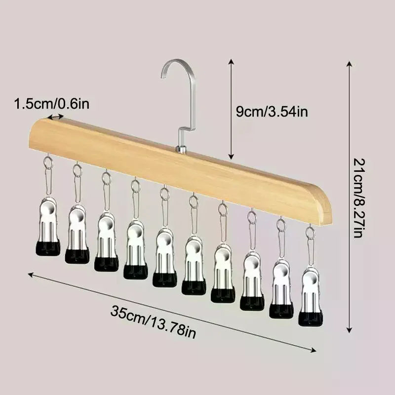 Hanging Closet Organizer with 10 Clips - Metal Frame Pants Hanger with 360-Degree Rotating Hook for Scarves and Jeans, Everstock
