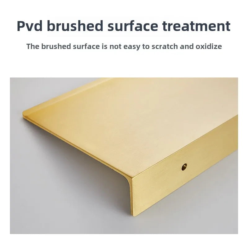 Brushed Gold Wall Shelf - Rectangular Hanging Storage Shelf for Bathroom Decor, Everstock