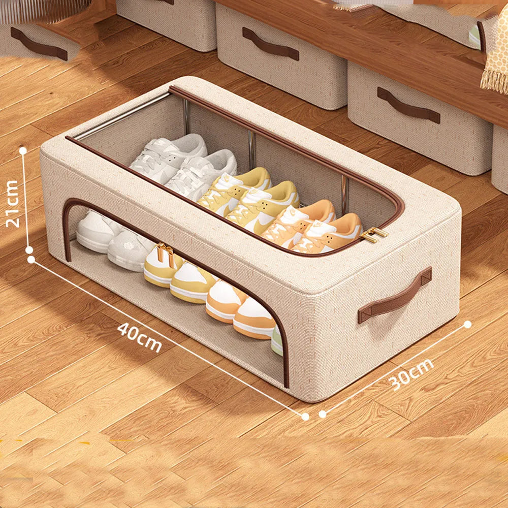 Foldable Shoe & Hat Storage Bins - Stackable Under-Bed Organizer for Closet Clothes Storage, Everstock