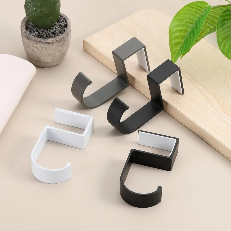 Under-Desk Hook Organizer - Anti-Slip Iron Bag Hanger in Black or White for Desk Edges and Office Use, Everstock