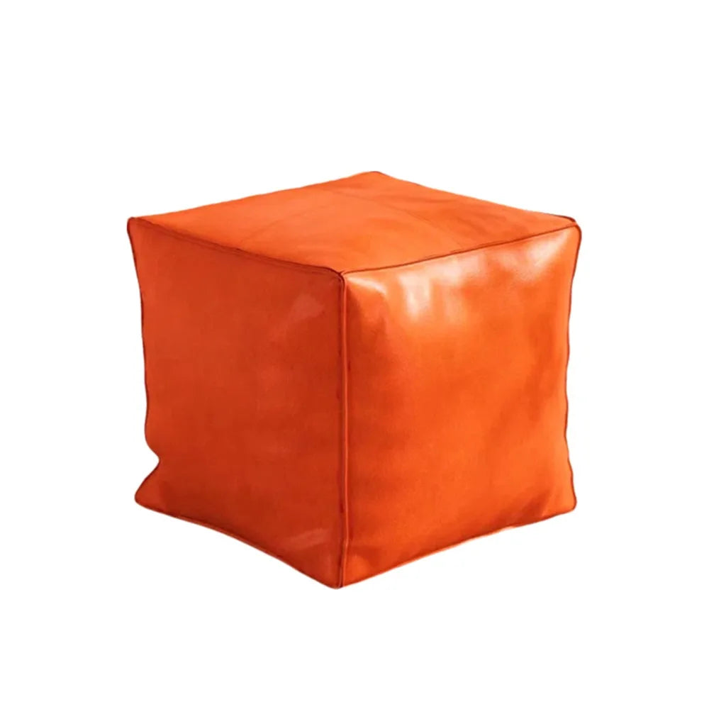 Storage Ottoman Pouf, Unfilled - Waterproof PU Leather Floor Stool Cover, 40 x 40cm, in 6 Colours, Everstock
