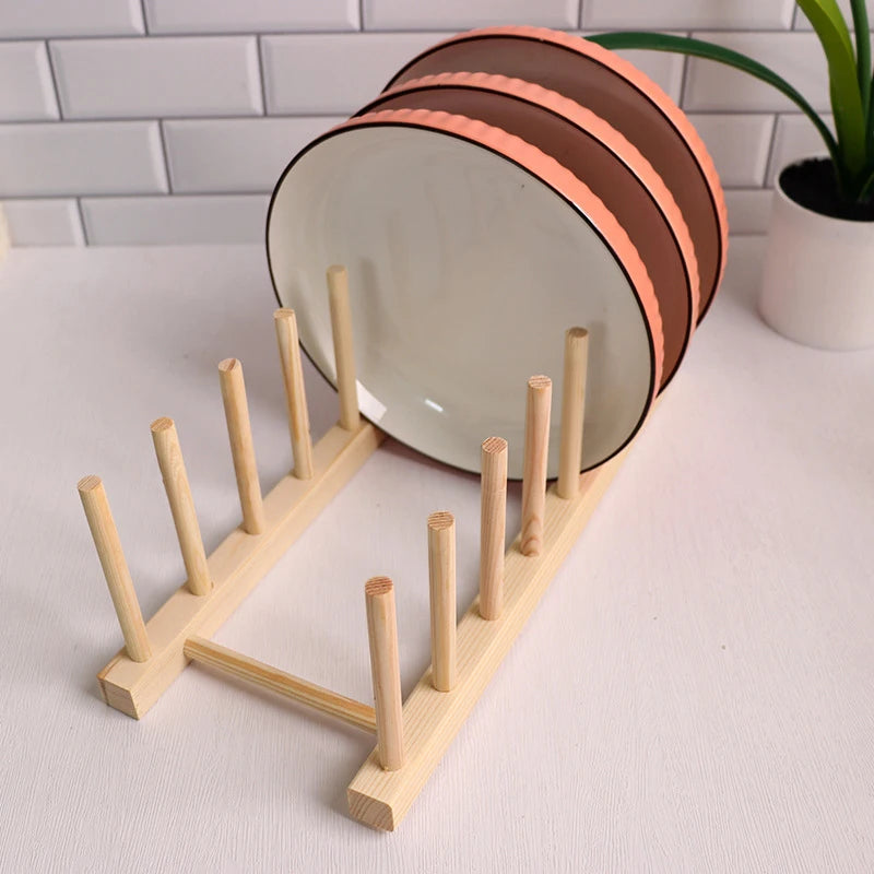 Wooden Dish Drying Rack - Multi-Grid Organizer for Plates, Cups & Cutting Boards, Kitchen Countertop, Everstock