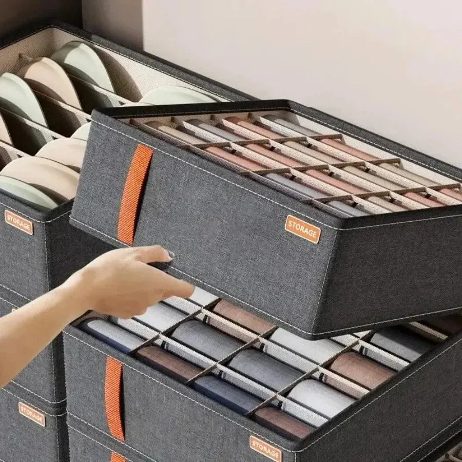 Wardrobe Clothes Organizer - 6 to 20 Grid Drawer Compartments for Trousers, Jeans, Underwear & Socks, Everstock
