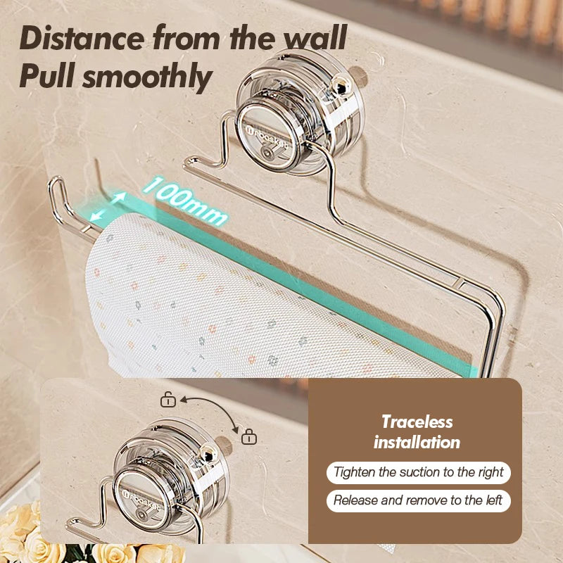 Suction Cup Storage Rack - No-Drill Wall-Mounted Tissue Holder for Bathroom & Kitchen, Everstock