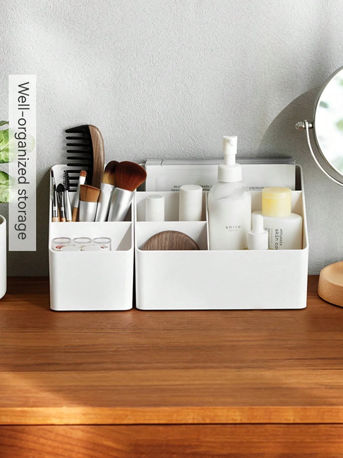 Desk Organizer Caddy - Multi-Compartment Desktop Storage Box for Remote Controls, Pens and Cosmetics, Everstock