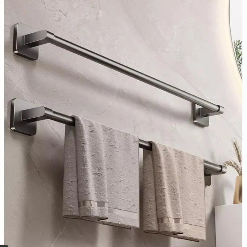 Two-Tier Towel Rack - Wall-Mounted Punch-Free Storage Shelf & Holder Bar for Bathroom, Everstock