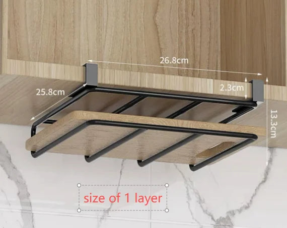 Under-Cabinet Storage Rack - Steel Hanging Organizer for Paper Towel Rolls, Boards & Pot Lids, Kitchen, Everstock