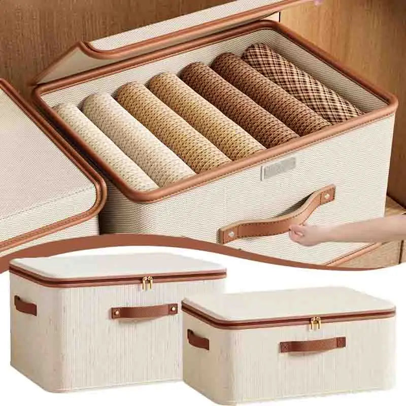 Clothing Storage Bags with Zipper - Non-Woven Linen-Cotton Closet Organizer for Bedding, Sweaters and Seasonal Clothes, Everstock