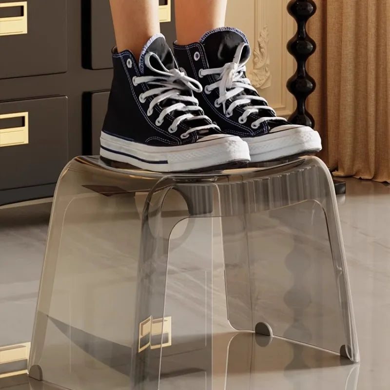 Stackable Shoe Changing Stool - Plastic Ottoman Footrest, 100kg Load Capacity, 24 x 39.5 x 28cm for Entryway, Everstock