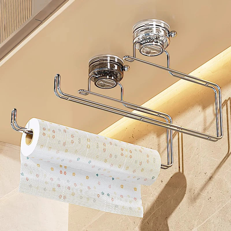 Suction Cup Storage Rack - No-Drill Wall-Mounted Tissue Holder for Bathroom & Kitchen, Everstock