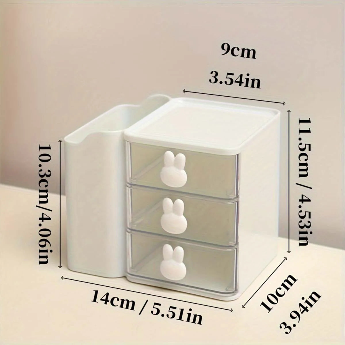Desk Organizer with Drawer - PP Dust-Proof Stationery Storage Box for Office Supplies & Cosmetics, Everstock