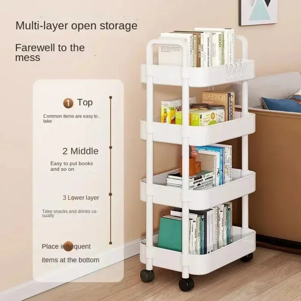 Multi-Layer Rolling Storage Cart - Mobile Trolley Rack for Bathroom, Kitchen & Bedroom Floor Storage, Everstock