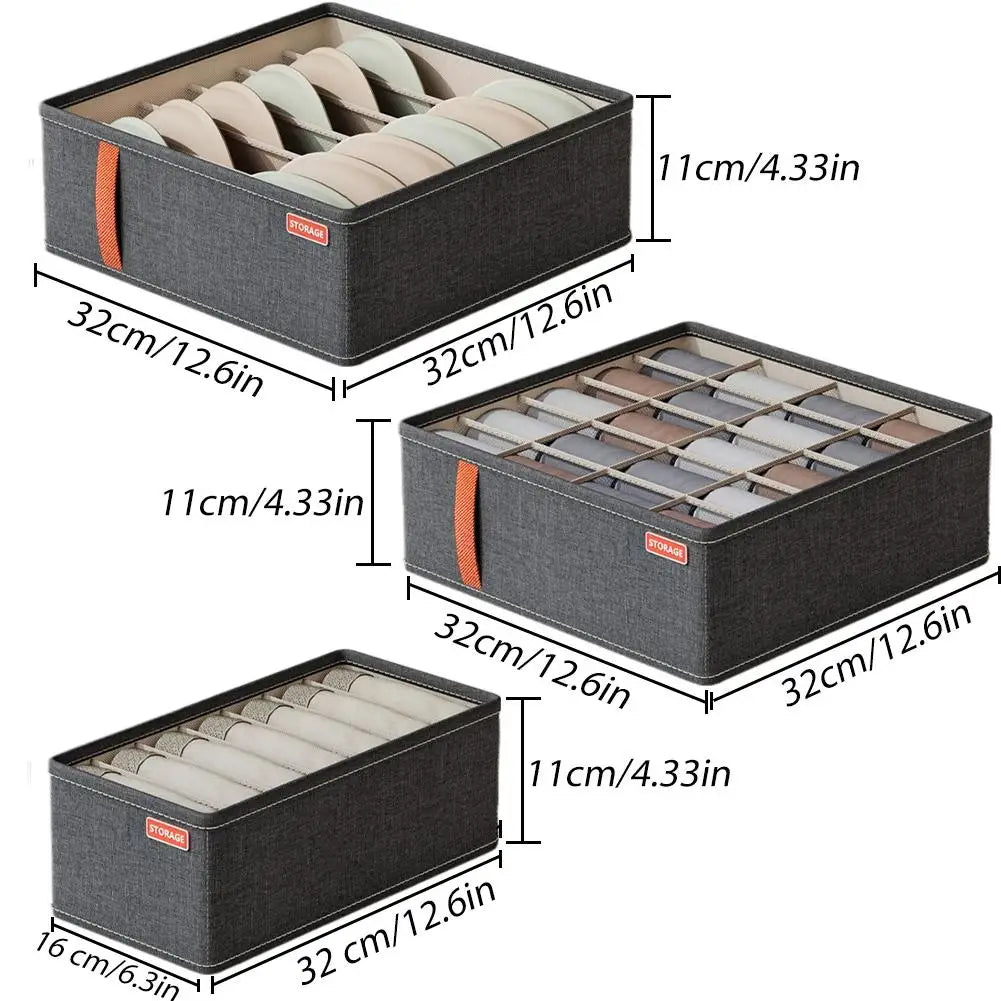 Drawer Underwear Organizer Set - Foldable Oxford Cloth Storage Boxes with 6, 7 or 20 Grids for Wardrobe Socks & Bras, Everstock
