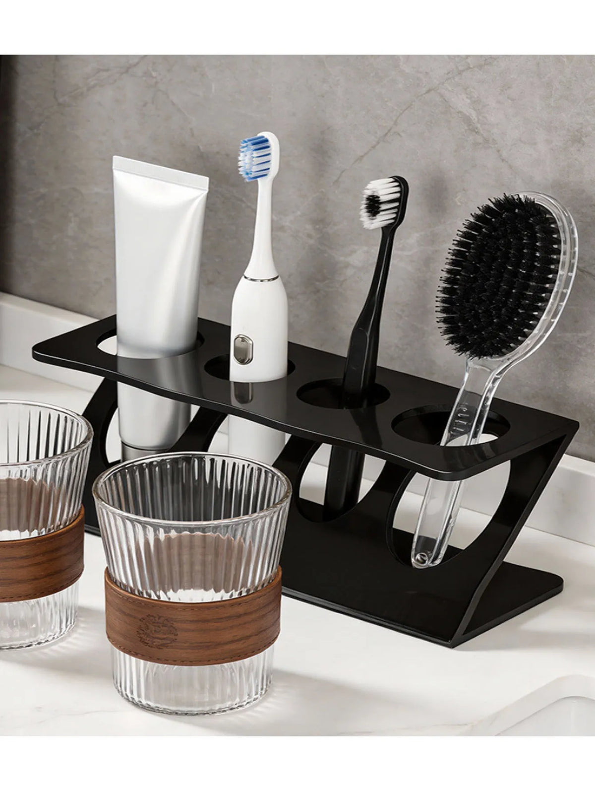 Multifunctional Toothbrush Holder Rack - Desktop Drain Organizer for Bathroom, Everstock