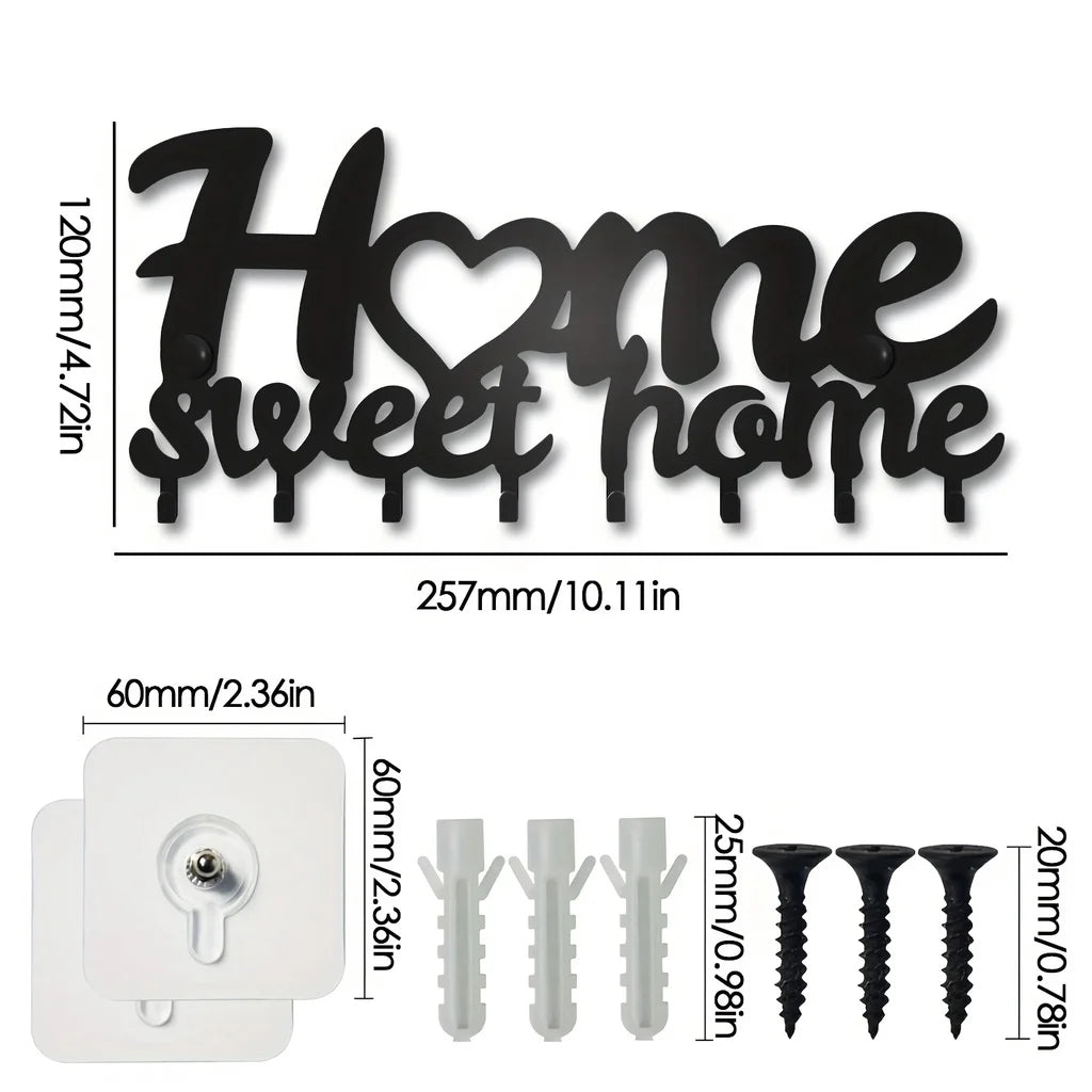 Islamic Wall Key Holder - Metal Key Rack with Arabic Calligraphy for Entryway and Hallway Walls, Everstock