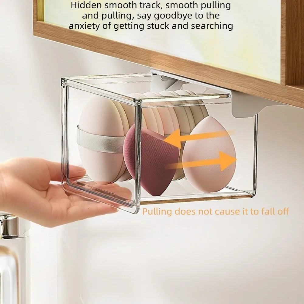 Wall-Mounted Cosmetic Storage Box - No-Drill Drawer-Style Organizer, 2-Piece Set, Everstock