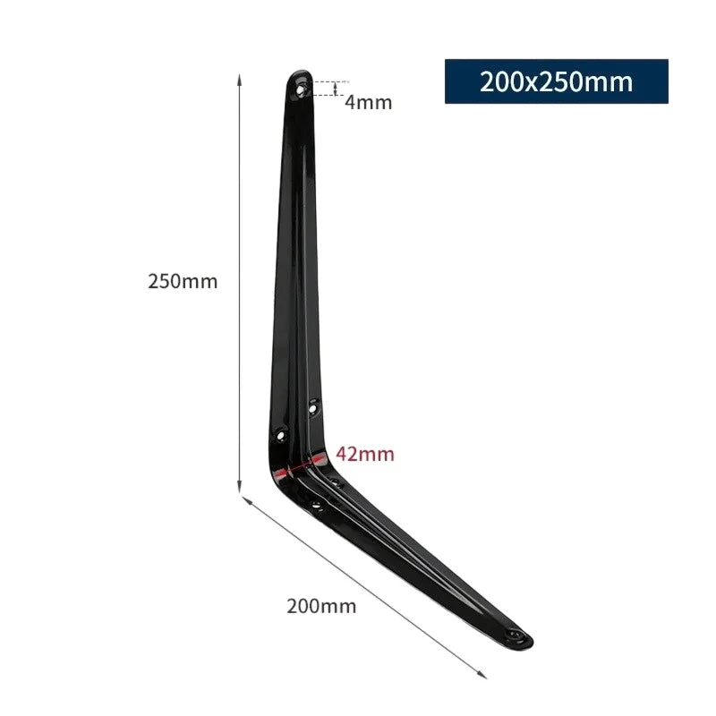 Black Shelf Brackets - Cold-Rolled Steel L-Brackets in 6, 8, 10 and 12 Inch for Wood Board Shelves, Everstock