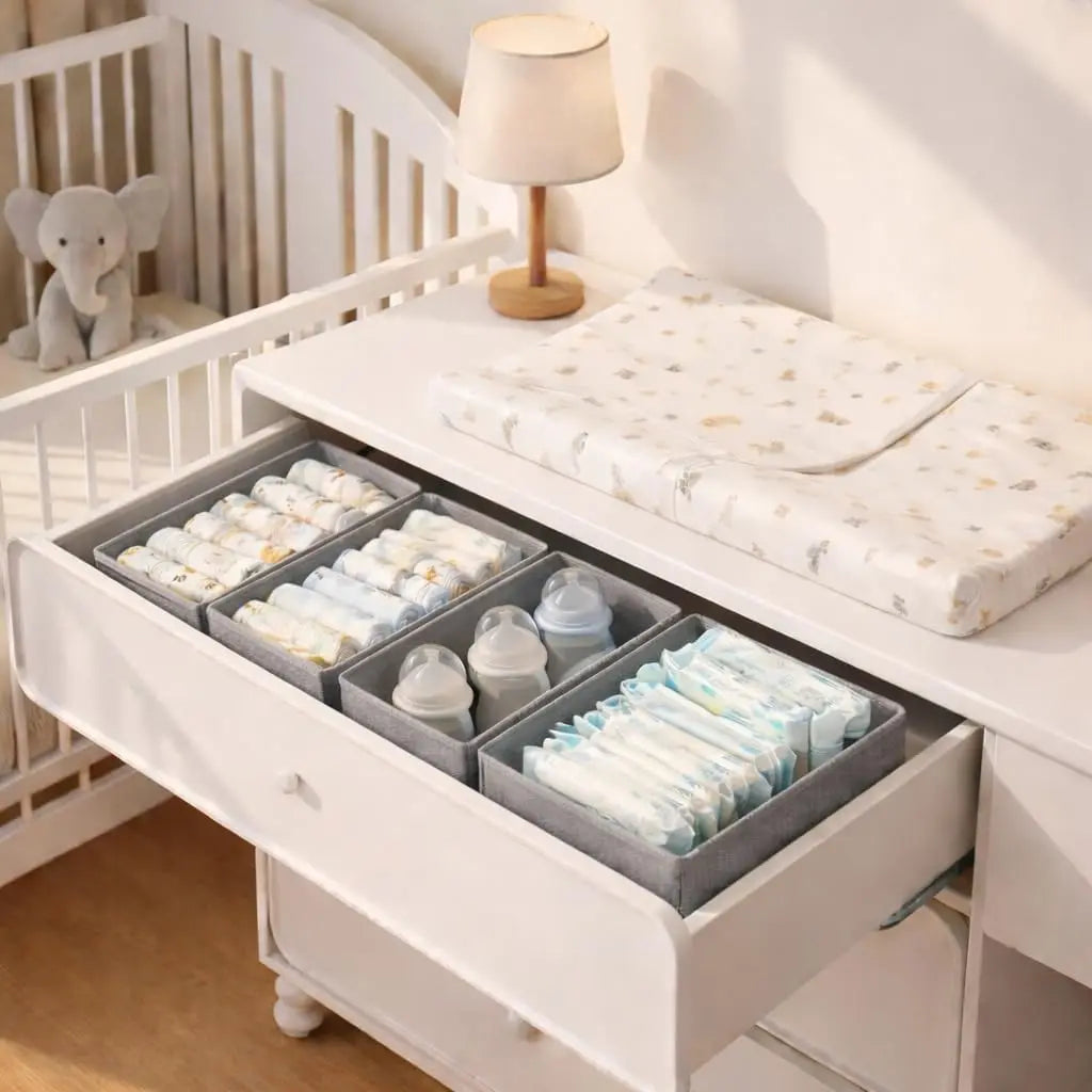 Drawer Organizer for Clothes, Set of 3 - Fabric Dresser Storage for Baby Clothes, Socks, Underwear & Bras, Everstock