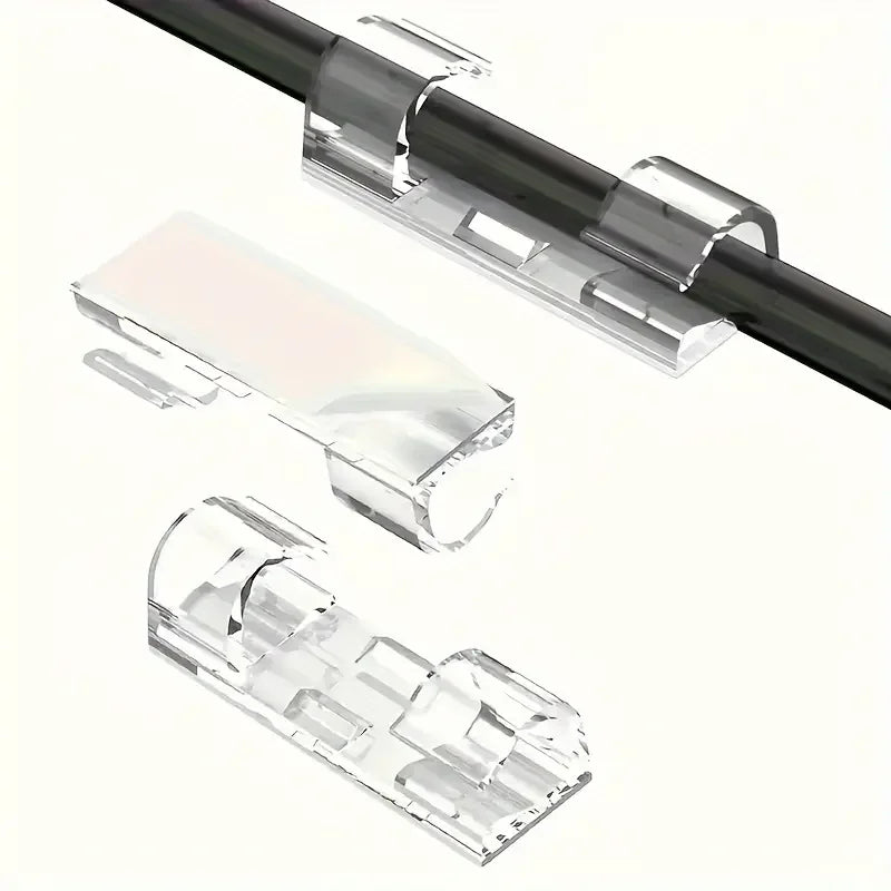 Clear Cable Clips - Transparent Adhesive Cord Holders for Wall, Desk and Skirting Cable Management, Everstock