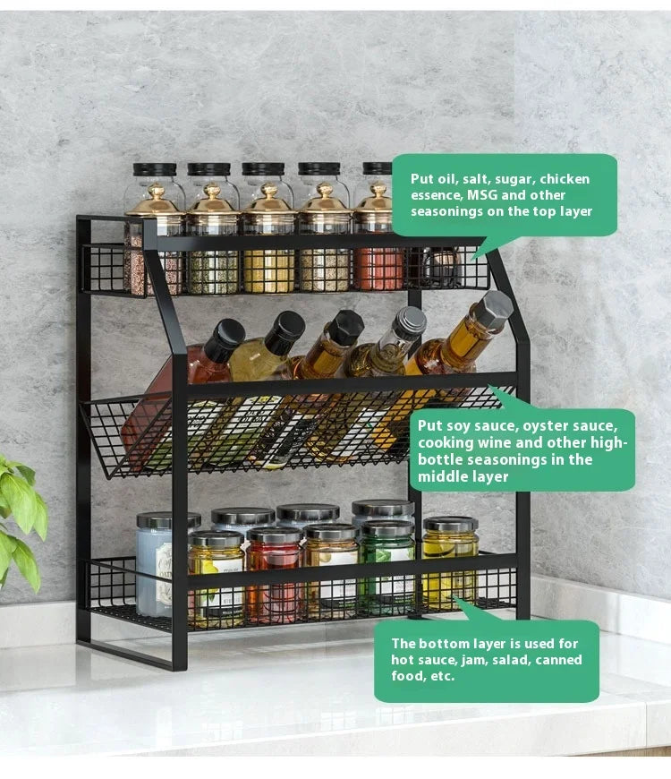 Spice Rack Drawer Organizer - Multi-Tier Metal Basket Shelf for Countertop, Pantry & Under-Sink Storage, Everstock