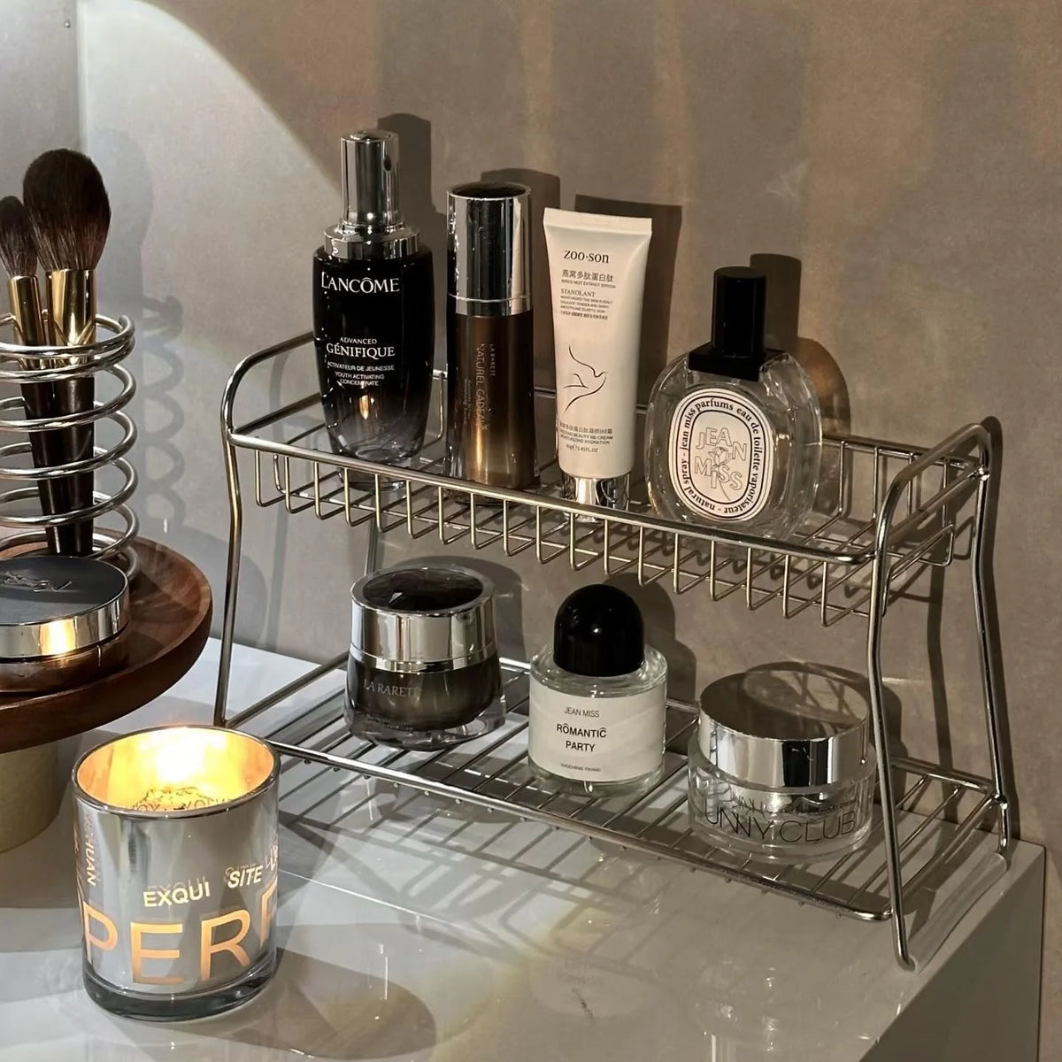 Countertop Cosmetic Storage Basket - Iron Rack for Dressing Table & Bathroom Organization, Everstock
