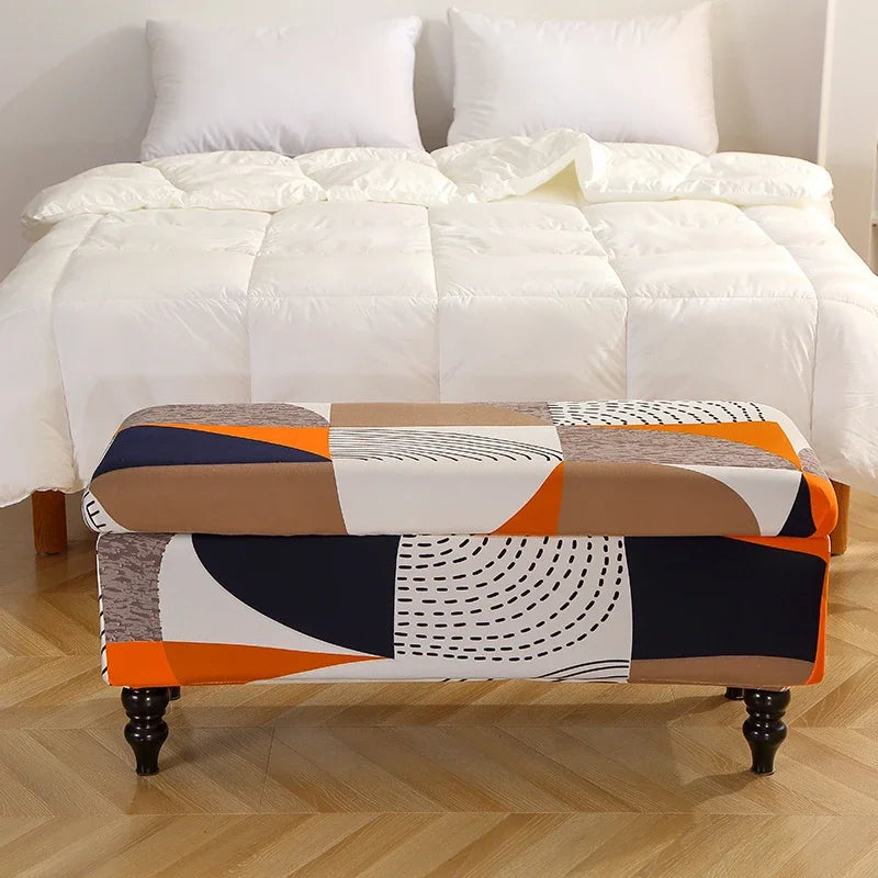 Stretch Storage Ottoman Cover Foldable Bed Footstool Covers Rectangular Bench Stool Furniture Protector Sofa Footrest Slipcovers