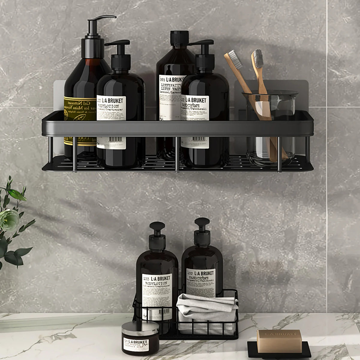 Tripod Towel Rack Shelf - No-Drill Shower Shampoo Storage Organizer, Everstock
