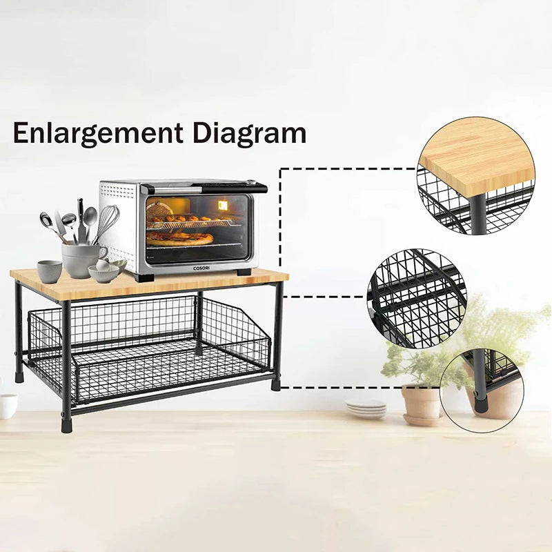 Kitchen Countertop Shelf Organizer - Multi-Use Rack for Microwave, Spices, Coffee Machine & Printer, Everstock