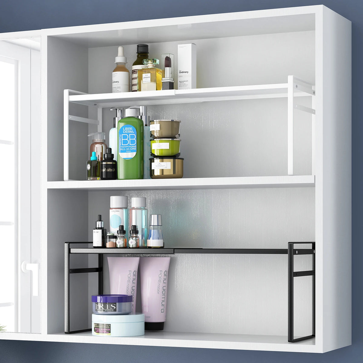 Bathroom Mirror Cabinet Storage Box - Partitioned Layered Organizer for Cosmetics & Toiletries, Everstock