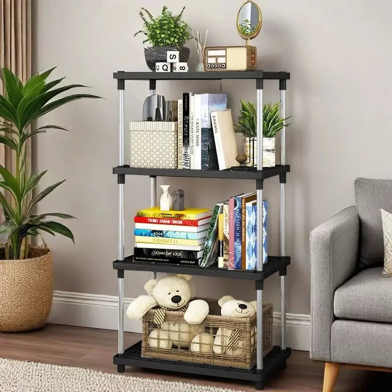 Floor Standing Storage Shelf - Multi-Tier Plastic Shelving Unit for Living Room, Kitchen & Bathroom, Everstock
