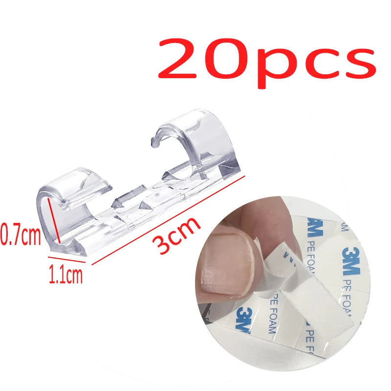 Cable Clips Set - Acrylic and ABS Resin Cord Holders in Two Sizes for Desk, Wall, Tile and Glass, Everstock