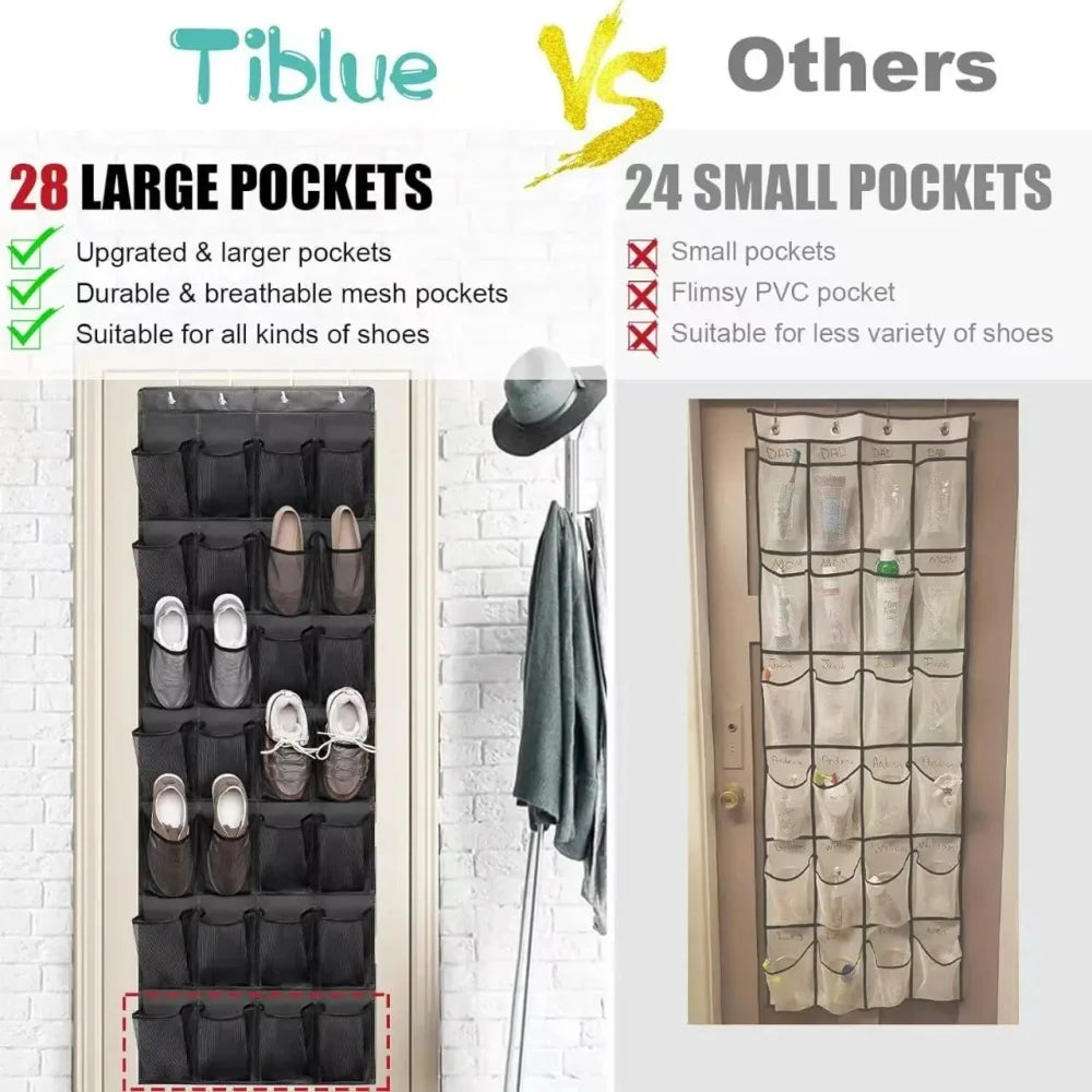 Over-the-Door Shoe Organizer - Hanging Non-Woven Fabric Rack with Large Mesh Pockets for Closet Doors, Everstock