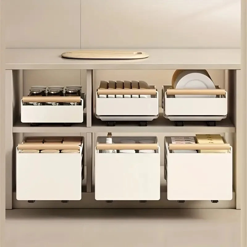Pull-Out Cabinet Drawer Organizer - Carbon Steel Sliding Rack for Plates, Bowls & Spices, Kitchen Storage, Everstock