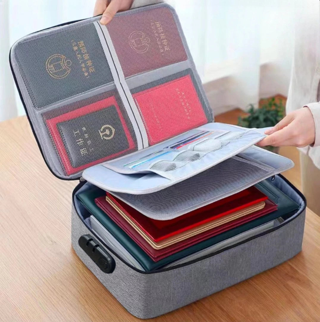 Fireproof Document Organizer with Lock - 8-Layer Water-Resistant File Box for Home Safe Storage, Everstock