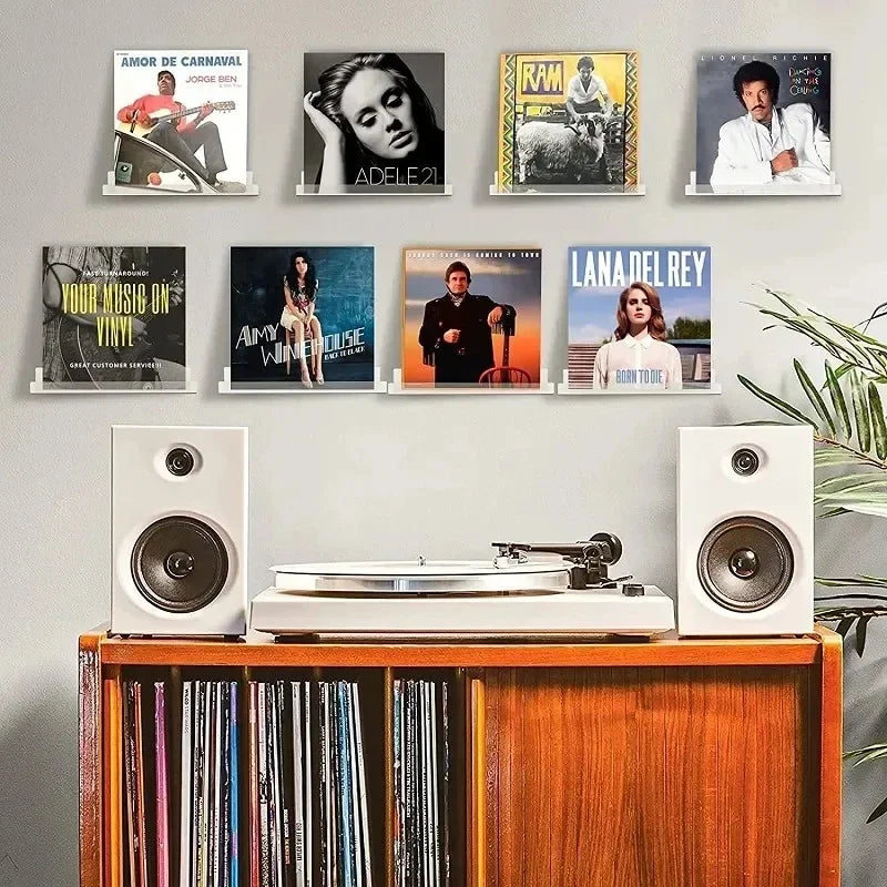 Acrylic Album Wall Ledge 2 Pack - Clear Record Display Shelves for Vinyl, CDs and Art Books, Everstock