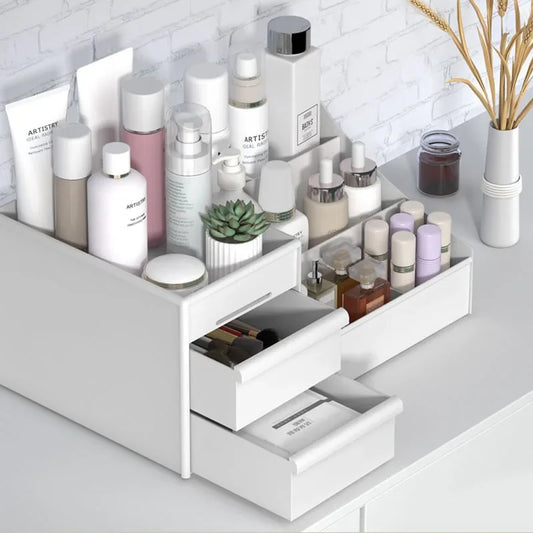 Cosmetics Drawer Organizer - Pull-Out PP Plastic Storage Box for Skincare, Makeup & Desk Stationery, Everstock